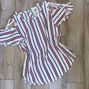 Lily Bleu striped flowy short sleeve blouse girls size 10/12